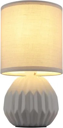 Globo 21730G Asztali lámpa, kerámia szürke, textil szürke, kábel PVC fehér, billenőkapcsoló a kábelen, ø: 120mm, M: 230mm, kábel hossza 1300mm, 1x E14 40W 230V izzó nélkül