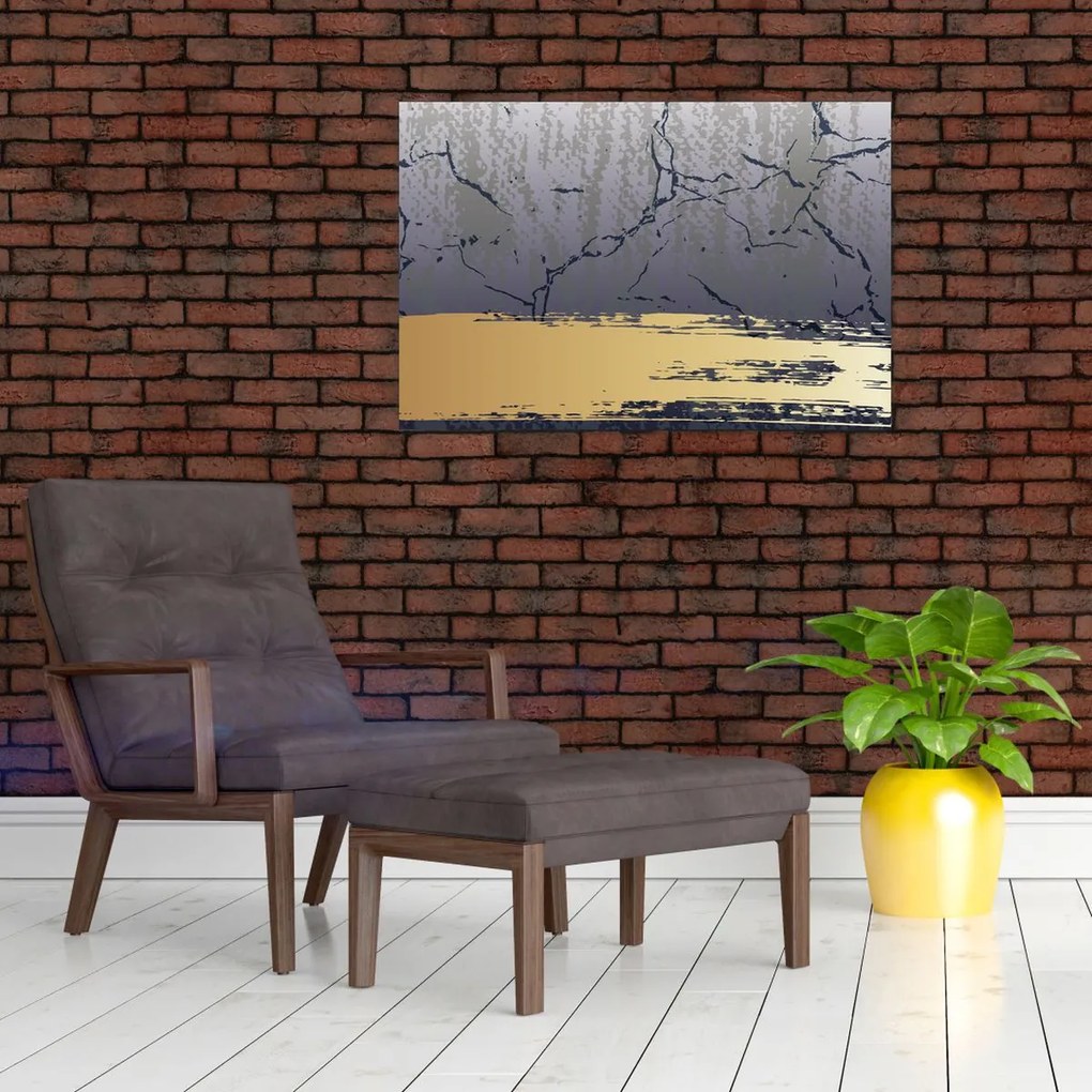 Kép - Kék és arany absztrakció N⁰1 (90x60 cm)