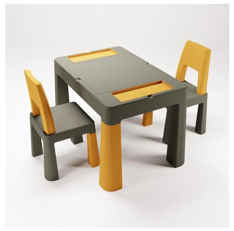 TEGA BABY - Gyermekasztal székekkel, szürke/sárga