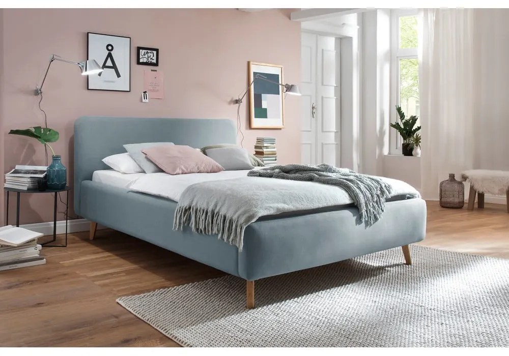 Kékesszürke kárpitozott egyszemélyes ágy ágyrács nélkül 120x200 cm Mattis – Meise Möbel