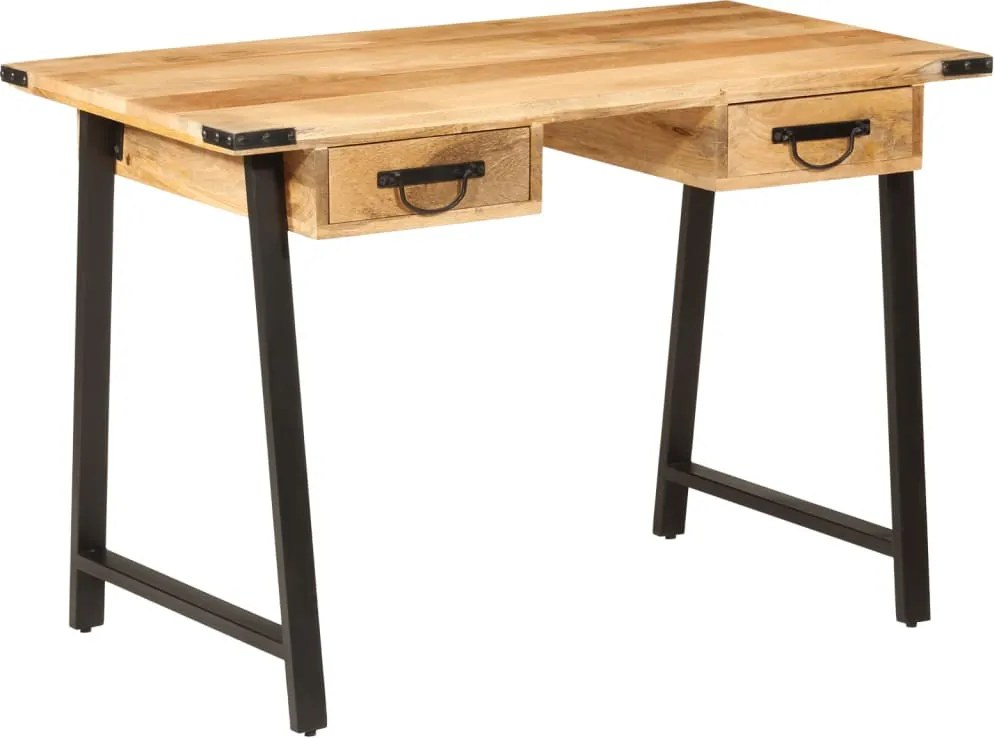 vidaXL tömör mangófa és vas íróasztal fiókokkal 105 x 55 x 70 cm