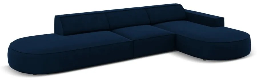 Kék bársony sarokkanapé (jobb oldali) Jodie - Micadoni Home