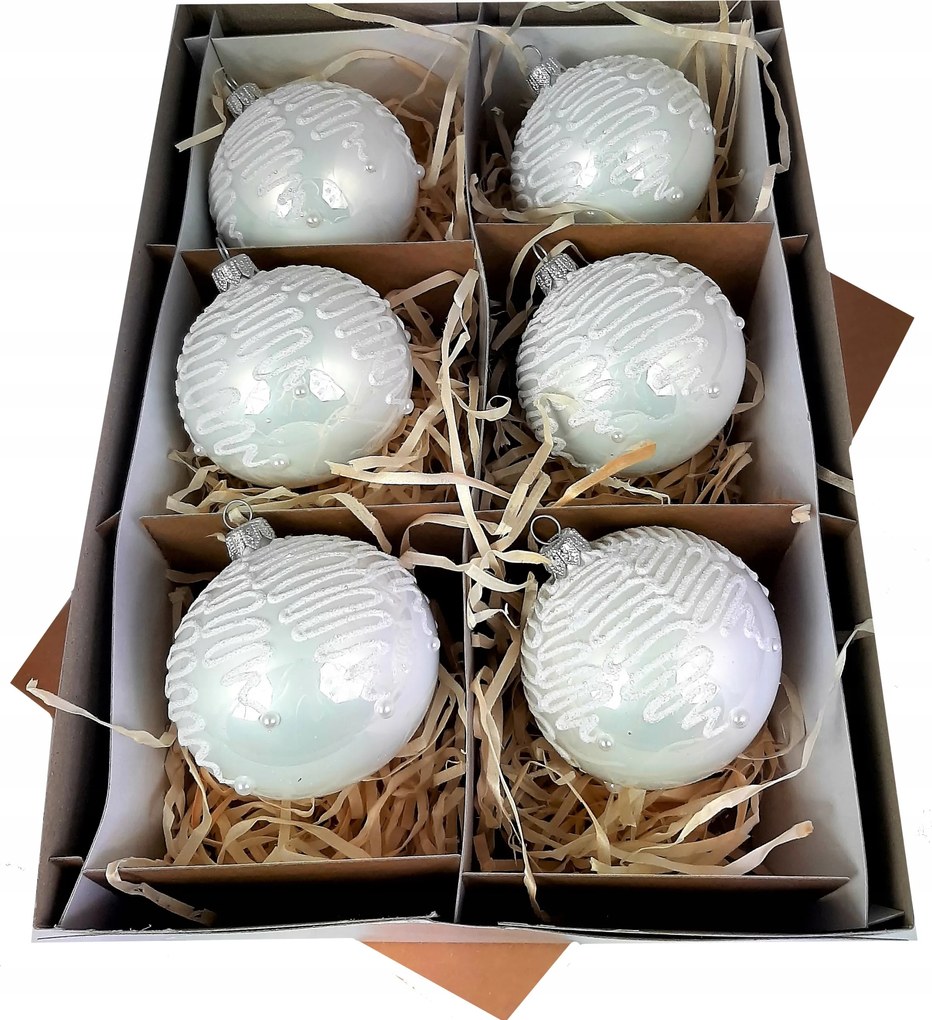 Üveg karácsonyfadísz 6 db 8 cm