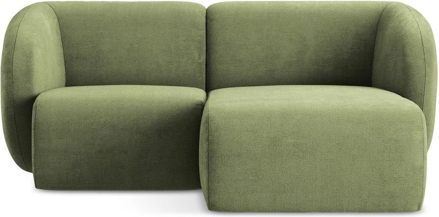 Zöld zsenília sarokkanapé (jobb oldali-heverő résszel) Lani – Makamii