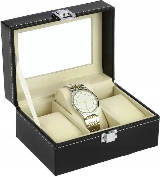 3 részes óratartó doboz, fekete