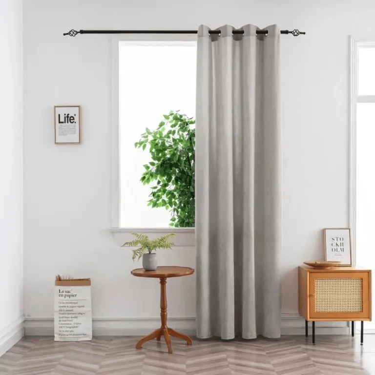 Függöny TAVIO 140x250 cm, világosszürke Felfüggesztés: Hullámos sínszalag