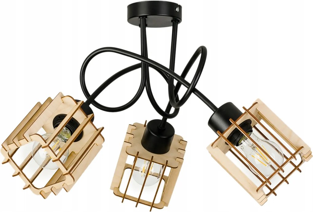 Mennyezeti Lámpa Függő CSillár Loft fa E27