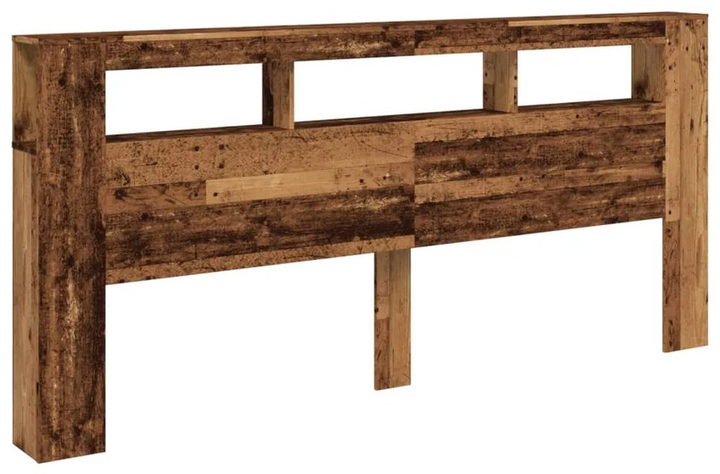antik fa színű szerelt fa LED-es fejtámla 220x18,5x103,5 cm