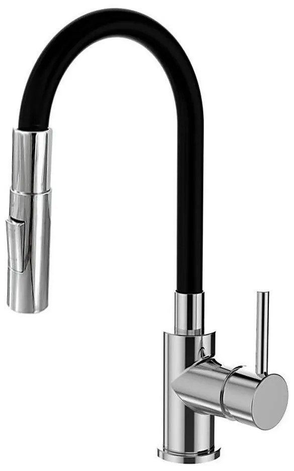 ALVEUS KI112111 - Mosogató csaptelep BEA 47 cm flexibilis kar króm/fekete