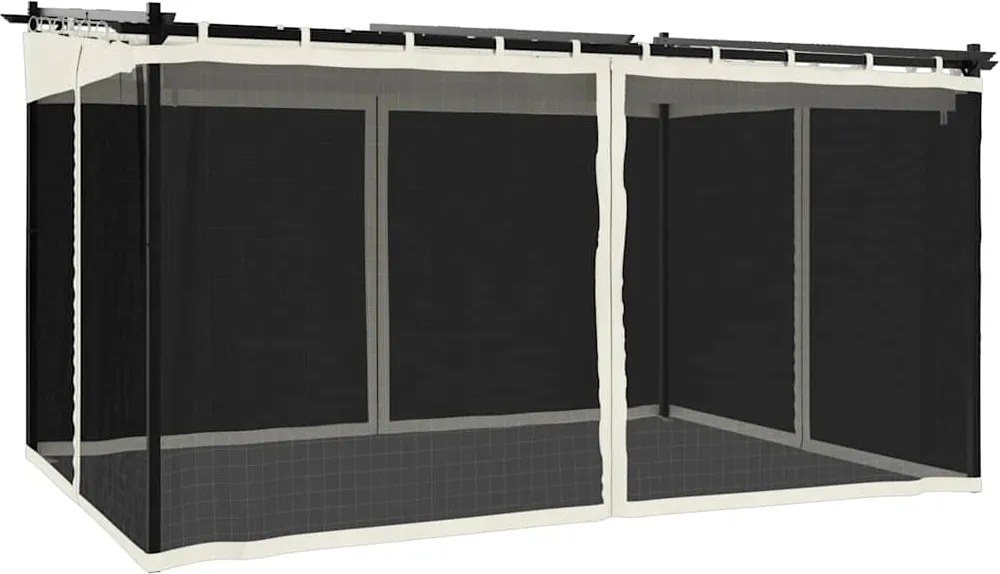 vidaXL krémszínű acél pavilon hálós oldalakkal 4 x 3 m