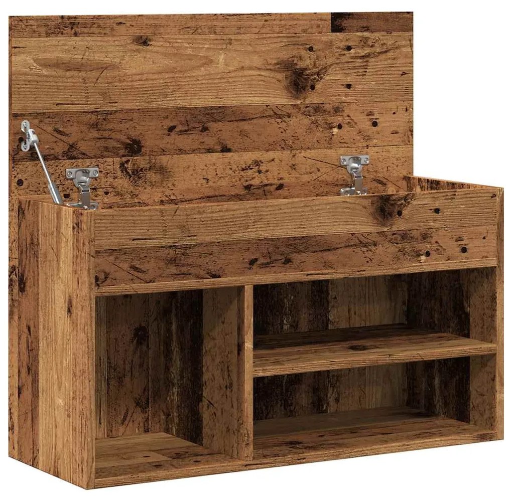 antik fa színű szerelt fa cipőtároló pad 80 x 30 x 45 cm