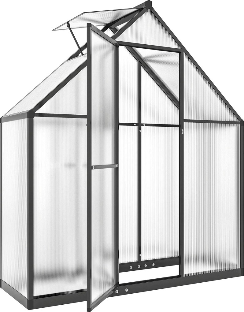 Outsunny polikarbonát üvegház 170×58×195 cm — állítható szellőző, zsanéros ajtó | Aosom