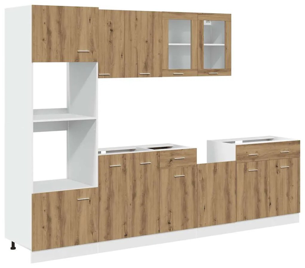 Lyon 7 darabos konyhaszekrény készlet Kézműves tölgy műszaki fa