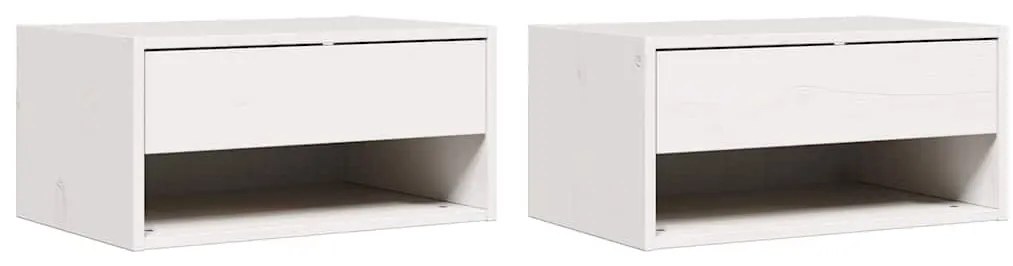 Éjjeli asztal 2 pcs Fehér 50 x 32.5 x 24 cm Tömör fenyőfa