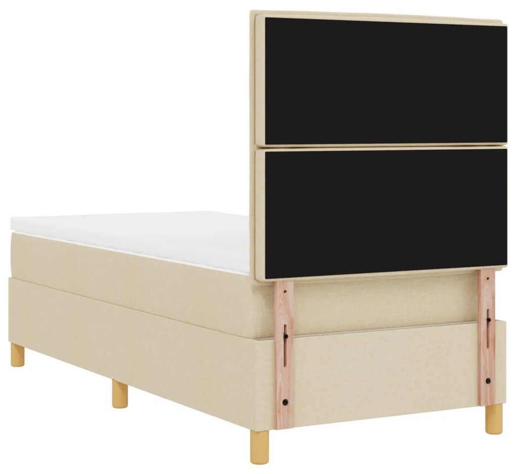 Box Spring ágy matraccal, krém, 90x200 cm, szövet