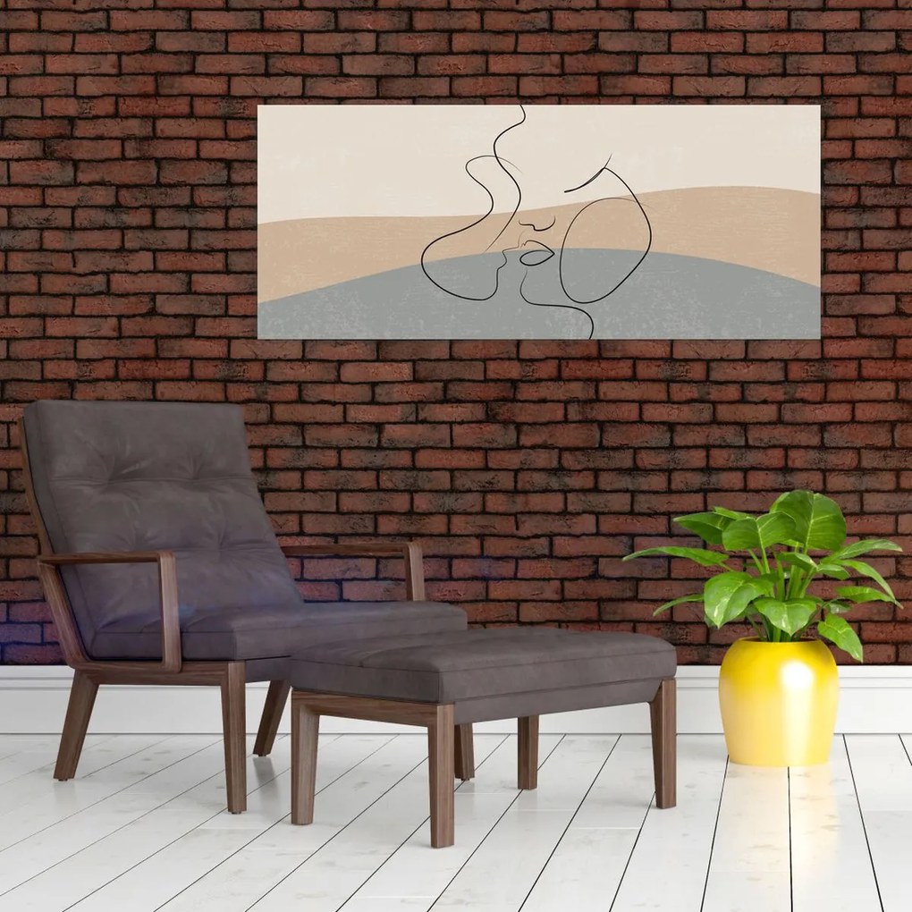Kép - Line art csók (120x50 cm)