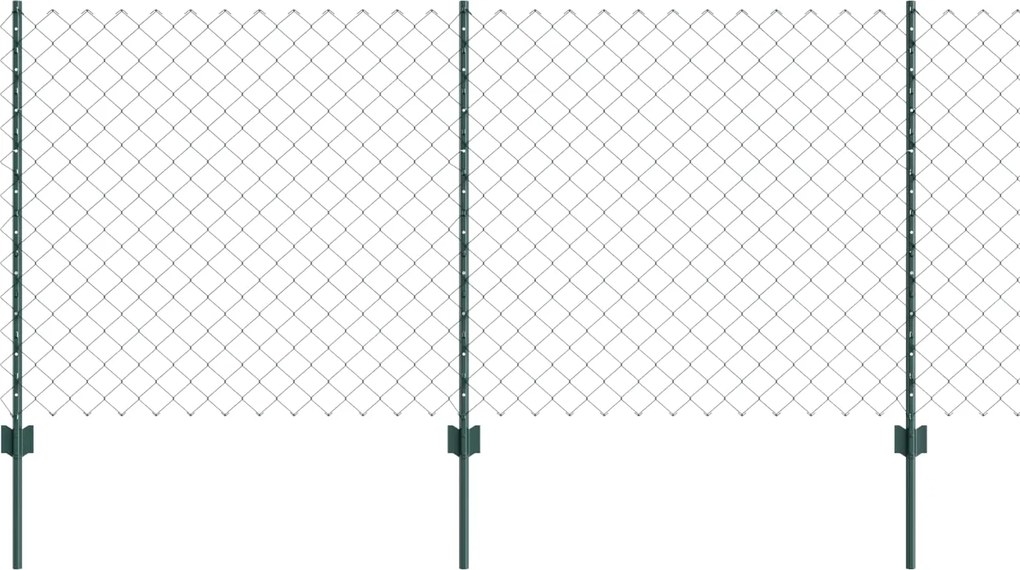vidaXL Kerítés oszlopokkal Zöld 1 x 10 m Acél és PVC