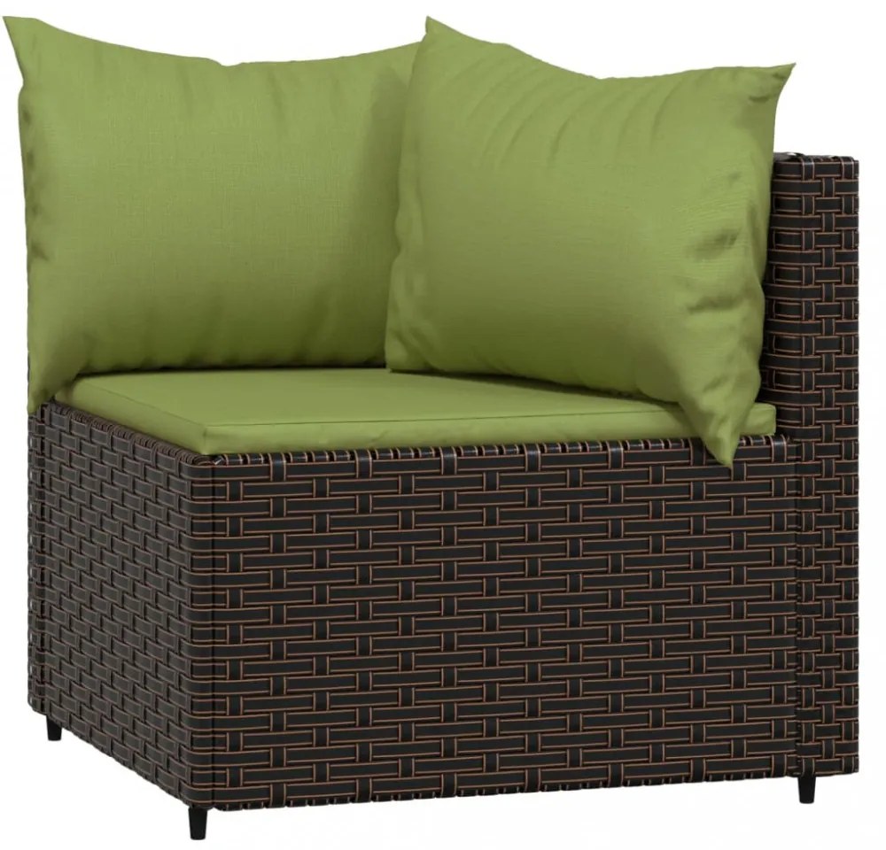 vidaXL 2 db barna polyrattan kerti sarokkanapé párnákkal