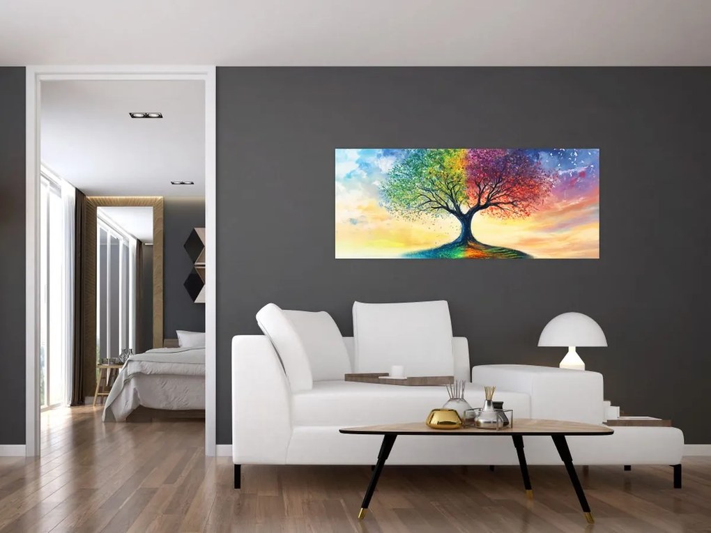 Kép – Évszakok festett fája (120x50 cm)