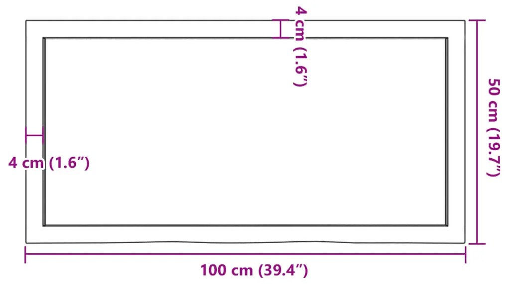 világosbarna kezelt tömör tölgyfa asztallap 100x50x(2-4) cm