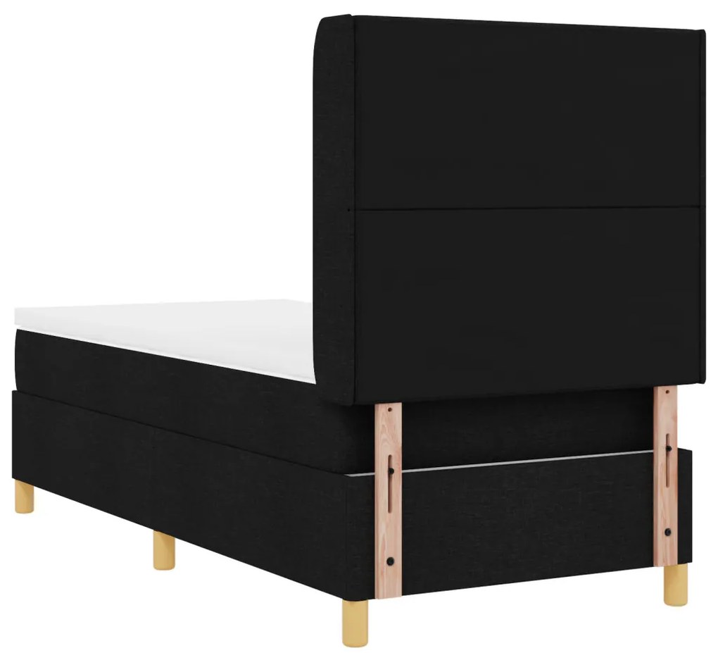 Boxspring Ágy Matraszsal Fekete 100x200 cm Szövet