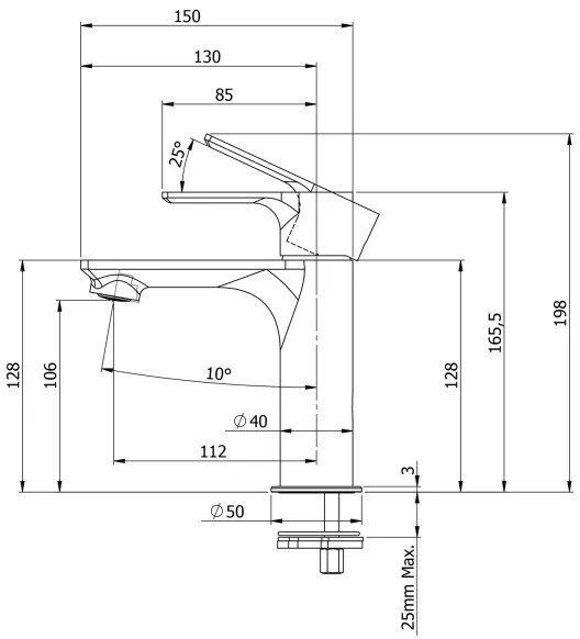 Sapho - Mosdócsap PAX 16,5 cm fényezett króm