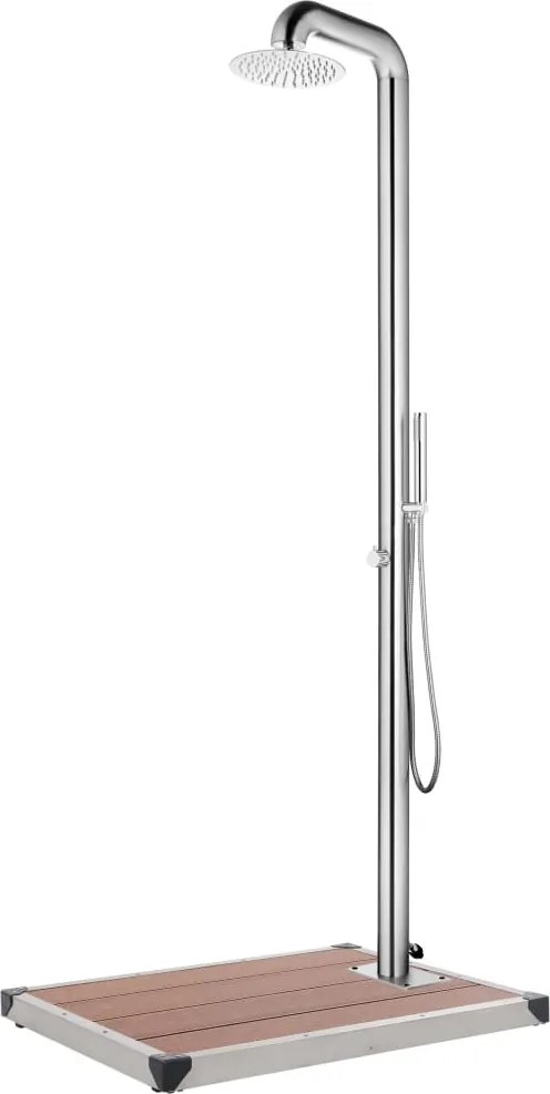 vidaXL rozsdamentes acél kerti zuhany barna aljjal 230 cm