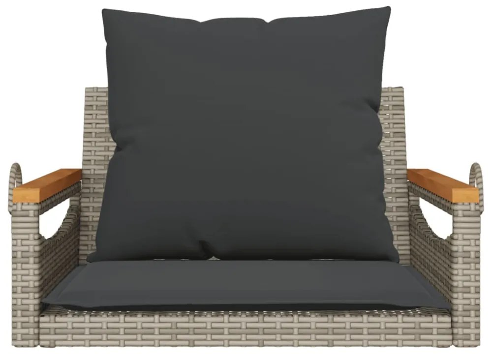 szürke polyrattan hintapad párnákkal 63 x 62 x 40 cm