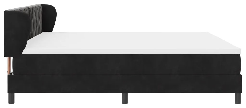Boxspring Ágy Matrac Készlettel Fekete 200x200 cm Bársony