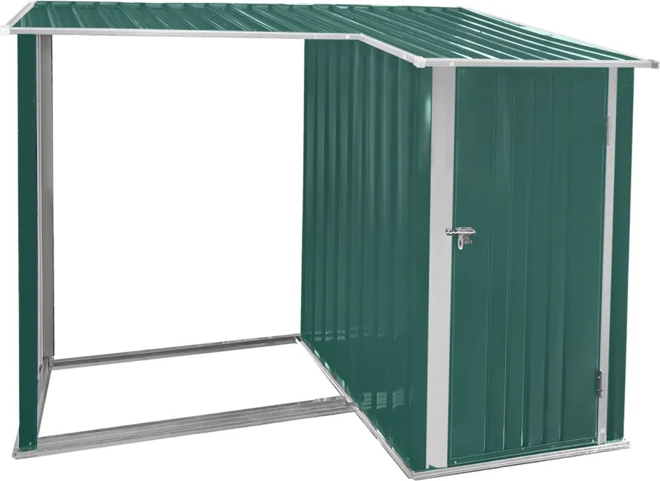 Fatároló fészerrel, 200x104x159 cm, sötétzöld, ARPOL TYP 1