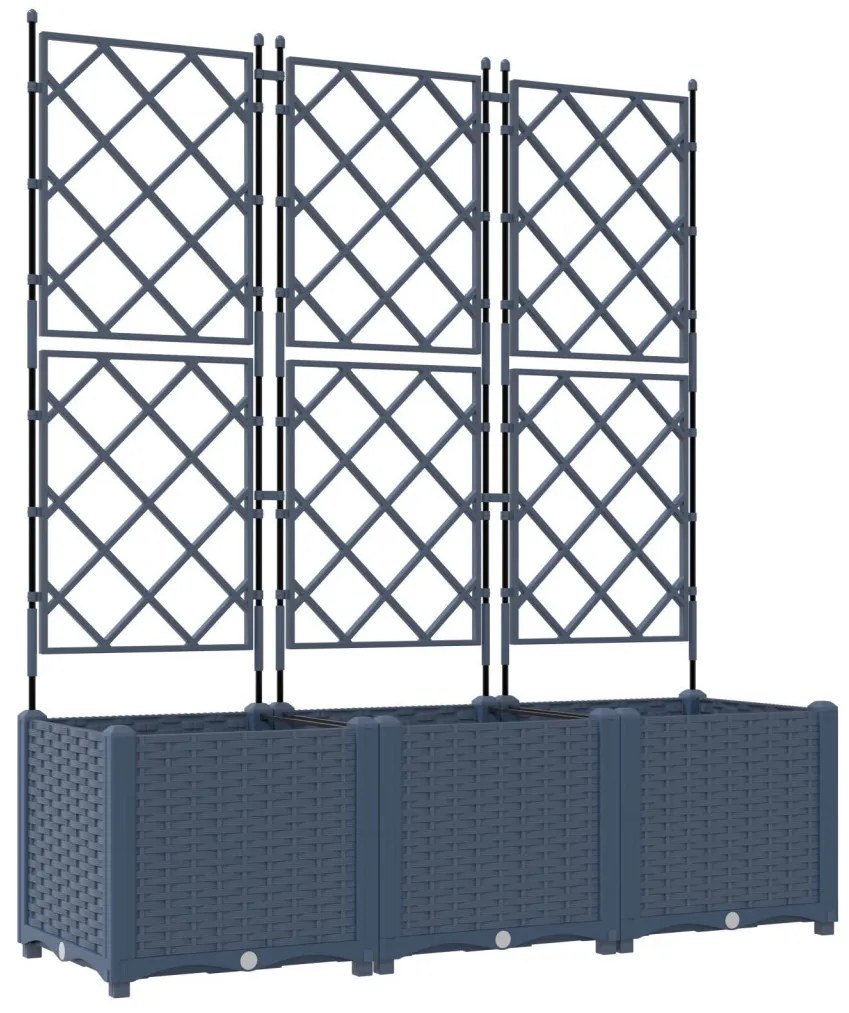 Trellis-szel ellátott cserép 3 db Szürke 120x40x143 cm