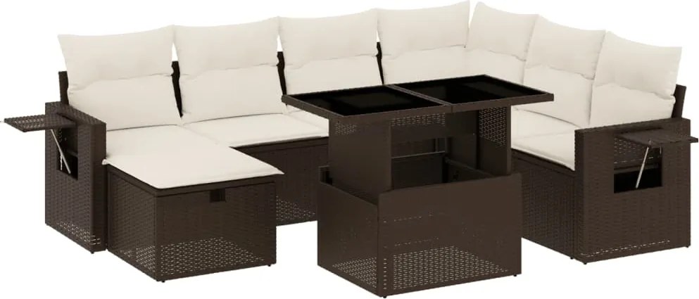 vidaXL 8 részes barna polyrattan kerti ülőgarnitúra párnákkal