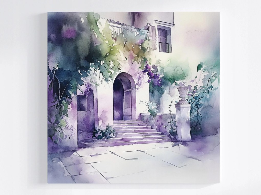 Vászonkép Canvas Építészet Udvar Ház Bejárat Lépcső 40x40