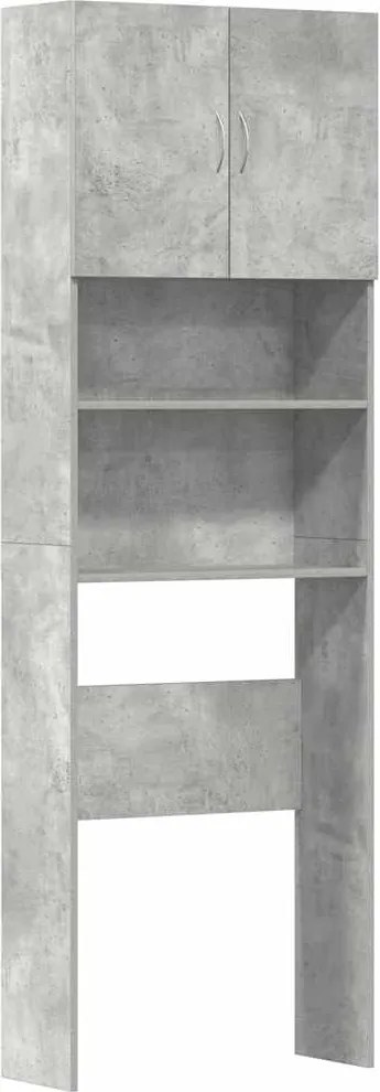 vidaXL betonszürke szerelt fa mosógépszekrény 64 x 24 x 190 cm