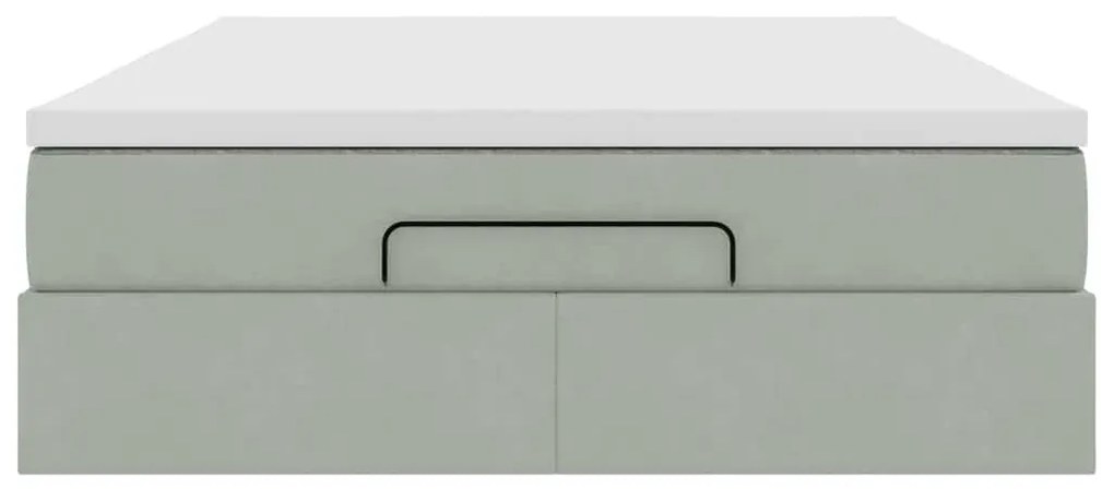 Ottomán ágykeret matraccal világosszürke 140x190 cm bársony