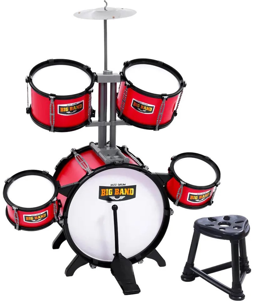 Játék dobszett székkel, bordó