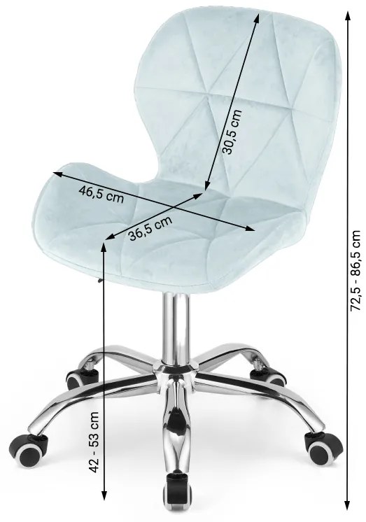 Dolgozószobai szett – összecsukható íróasztal ZARIMO 80×40 cm fehér + irodai szék AVOLA VELVET világoskék