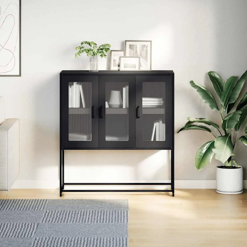 antracit hidegen hengerelt acél tálalószekrény 100,5x39x107 cm