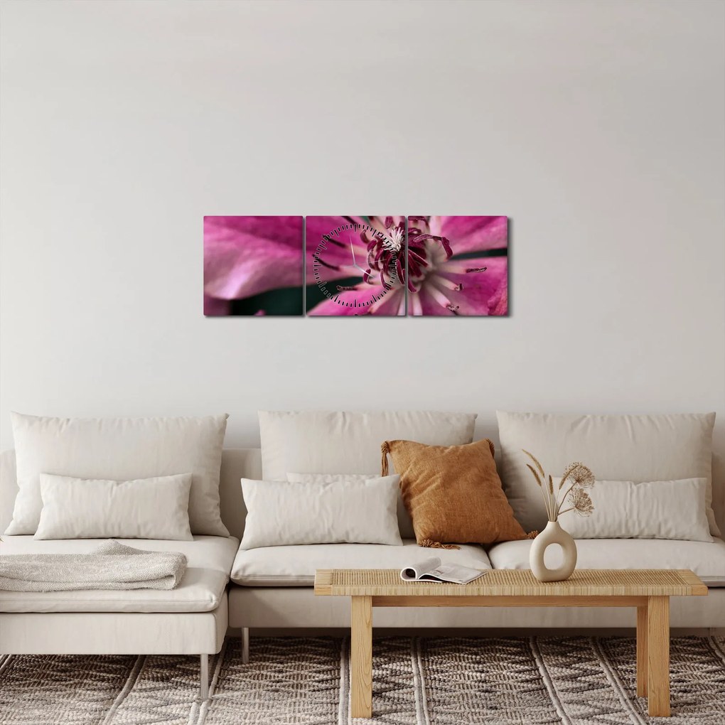 Rózsaszín flamingóvirág képe (órával) (90x30 cm)