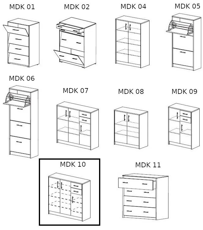 Mdk II New Cipősszekrény 10 fehér N