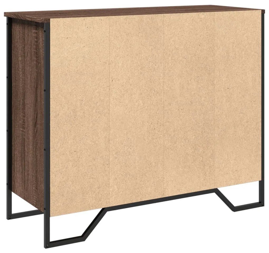 barna tölgy színű szerelt fa tálalószekrény 91 x 35,5 x 74,5 cm