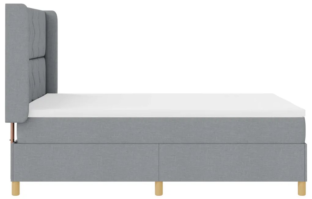 Boxspring Ágy Mattal és LED Fénnyel Szürke 140x200 cm Szövet