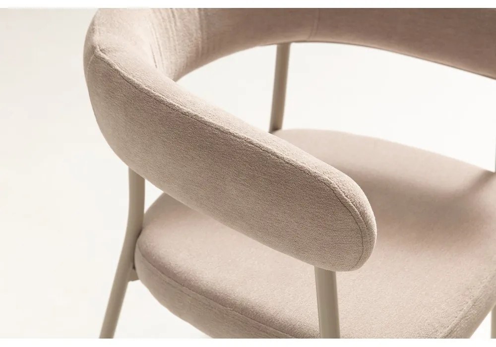 Bézs kárpitozott karfás étkezőfotel szett 2 db-os Yuri – MOME