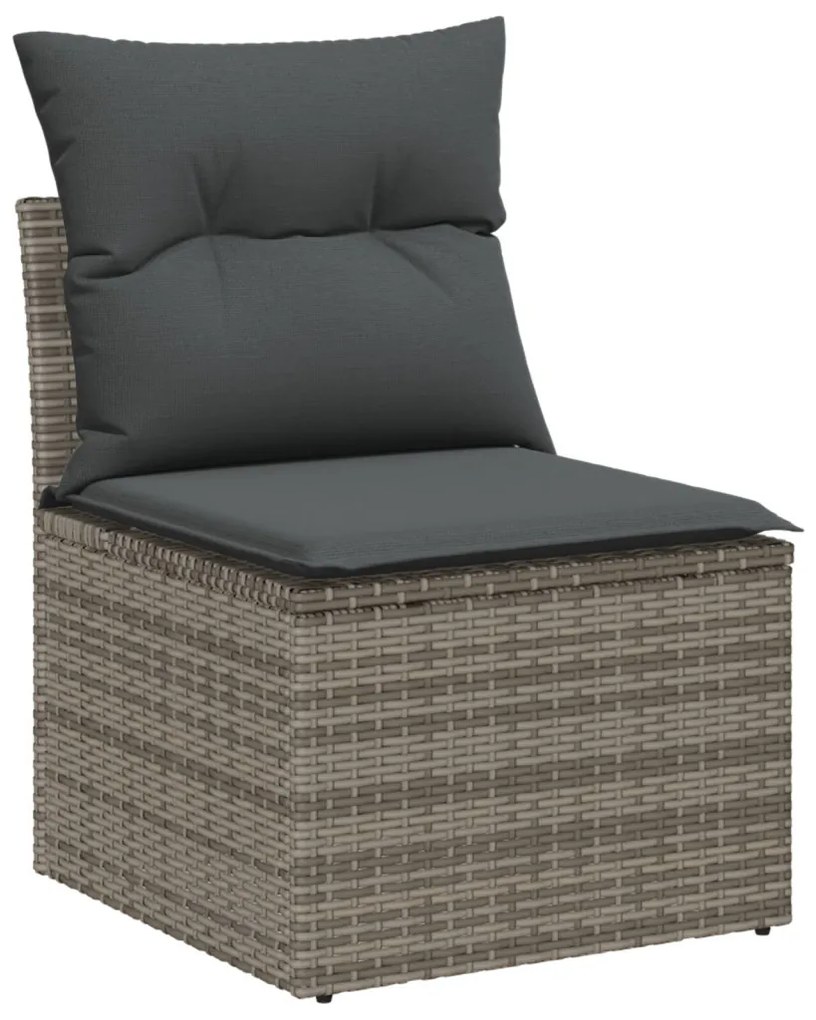 7 darabos kerti sofa szett párnákkal szürke poli rattan