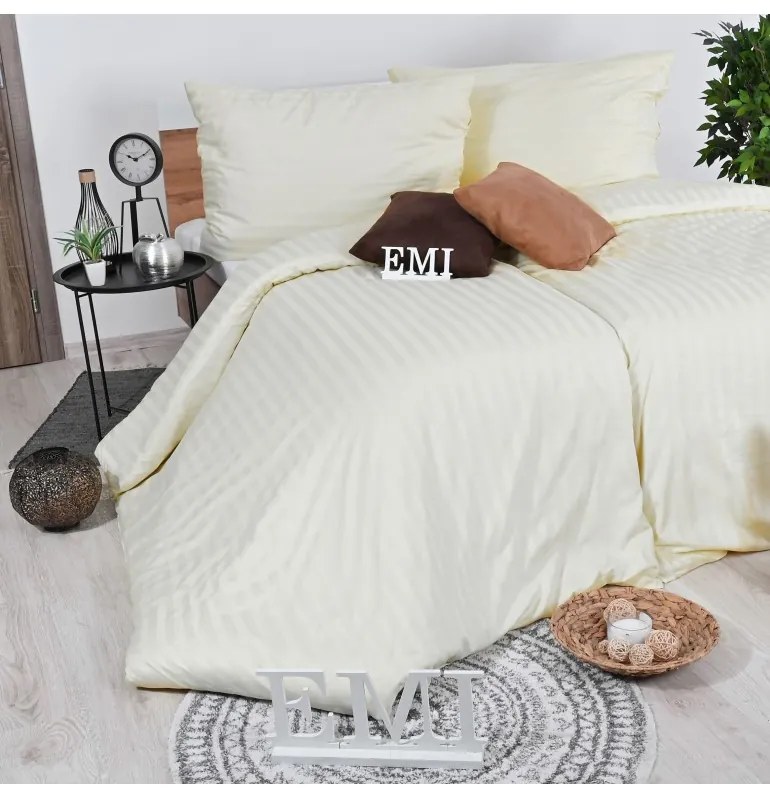EMI krémszínű damaszt ágyneműhuzat, A standard egyszemélyes ágy szett tartalma: 1x 140x200 + 1x 70x90