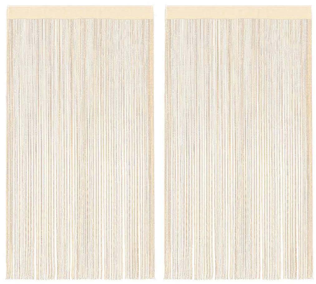 2 db krémszínű zsinórfüggöny 140 x 250 cm