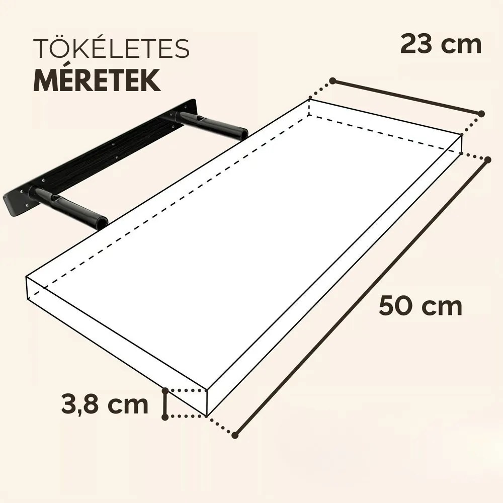 FIGO + fali polc konzollal, 50cm, sötét tölgy Casaria