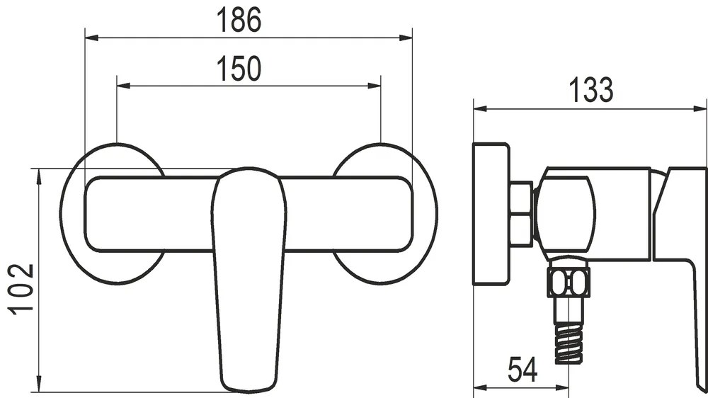 Novaservis Metalia 58, zuhanycsap tartozékok nélkül 150 mm, fekete, 58061 / 1-5