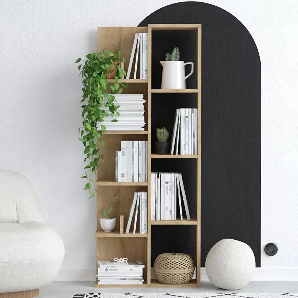 Polcos tároló könyvespolc 50x30x170cm barna FUR1959-1