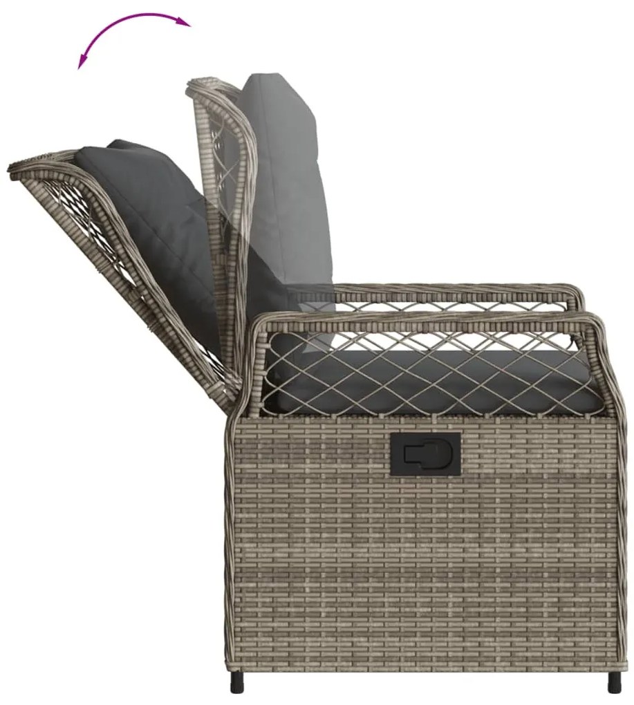3 részes szürke polyrattan kerti étkezőgarnitúra párnával
